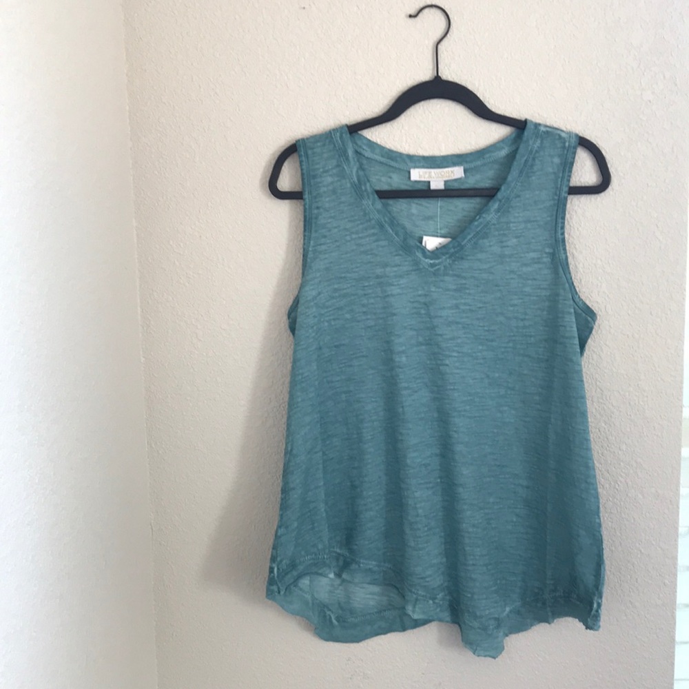 Blue asymmetric tank top
